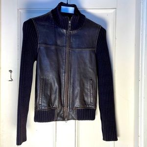 Michael Kors ladies sweater. Brown with front leather panels. Size medium